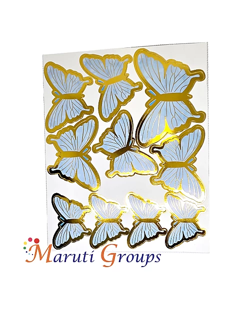 10pcs Sky Blue Butterfly Paper Cake Topper for Cake and Cupcake