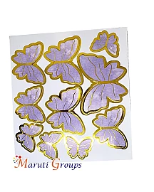 10pcs Purple Gold Rim Butterfly Cake Topper for Cakes and Cupcakes