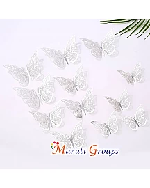 Artificial Silver Butterfly Metal Texture Cake Topper Butterflies Cake Decoration(12pcs/pack)