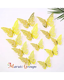 Artificial Gold Butterfly Metal Texture Cake Topper Butterflies Cake Decoration(12pcs/pack)