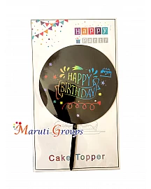 Happy Birthday Cake Topper - Black