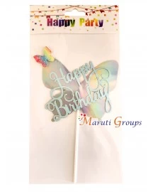 Artificial Blue - Multi Color Butterfly - Cake Topper - Single