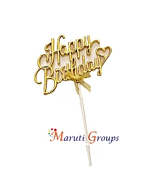 3D Happy Birthday Cake Topper and Cupcake For Cake Decorating - Gold
