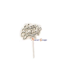3D Happy Birthday Cake Topper and Cupcake For Cake Decorating - Silver