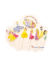 Happy Birthday Princess Cake Topper and Cupcake For Cake Decorating