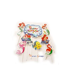 Happy Birthday Mermaid Ariel Cake Topper and Cupcake For Cake Decorating