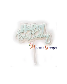 Happy Birthday Blue Clear Cake Topper for cake decorating 