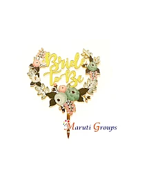 Bride to be Gold Cake Topper for cake decorating - Flowers