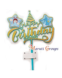 Happy Birthday Boy Cake Topper for cake decorating - BLUE