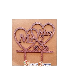 Mr and Mrs Cake Topper for cake decorating - PINK