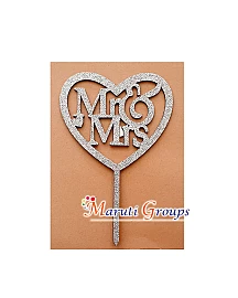 Mr and Mrs Cake Topper for cake decorating - Silver