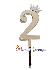Numbers 2 Cake Topper for cake decorating -Silver Color