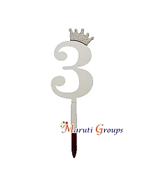 Numbers 3 Cake Topper for cake decorating -Silver Color