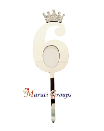 Numbers 6 Cake Topper for cake decorating -Silver Color
