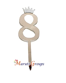 Numbers 8 Cake Topper for cake decorating -Silver Color