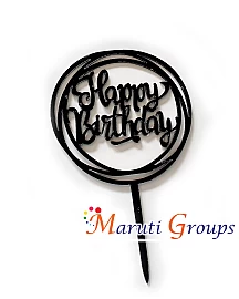 Happy Birthday Cake Topper for cake decorating - Black 