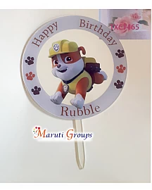 Happy Birthday Paw Patrol - Rubble Cake Topper for cake decorating
