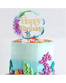 Happy Birthday Sea Waves Cake Topper for cake decorating