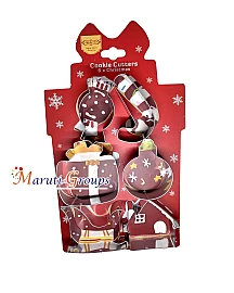 6pc Christmas Cookie Cutter Stainless Steel Set – House, Christmas Tree, Bell, Candy Cane, Sweets, Gift Box & Santa Sleigh