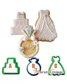 Wedding Dress, Cake & Ring cookie cutter