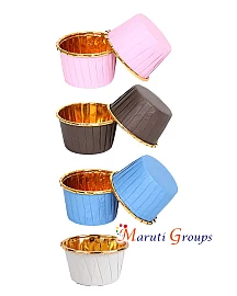 Mix Color Cupcake Cups – Blue, Pink, White, Black – 68mm x 39mm (Height), 24pcs Aluminum Foil Standard Cupcake