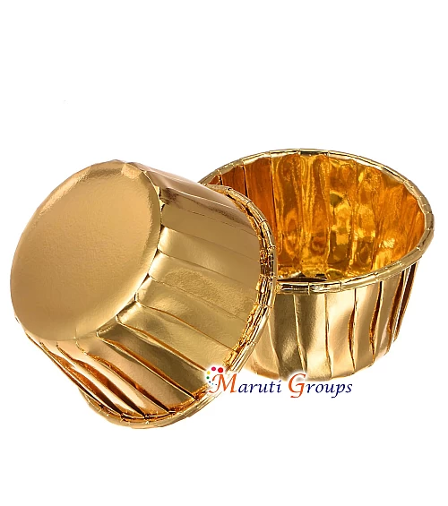 Champagne Gold, Gold, Silver, Red, Rose Gold Cupcake Cups – 68mm x 39mm (Height), 24pcs Aluminum Foil Standard Cupcake