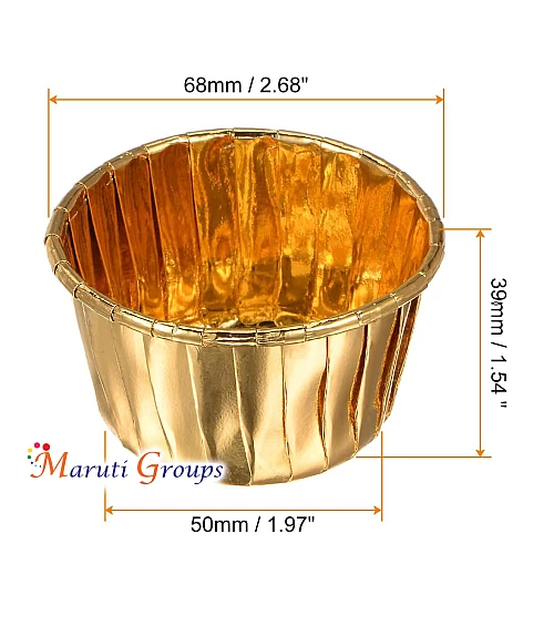 Gold Cupcake Cups – 68mm x 39mm (Height), 24pcs Aluminum Foil Standard Cupcake