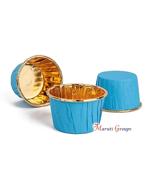 Light Blue Cupcake Cups – 68mm x 39mm (Height), 24pcs Aluminum Foil Standard Cupcake