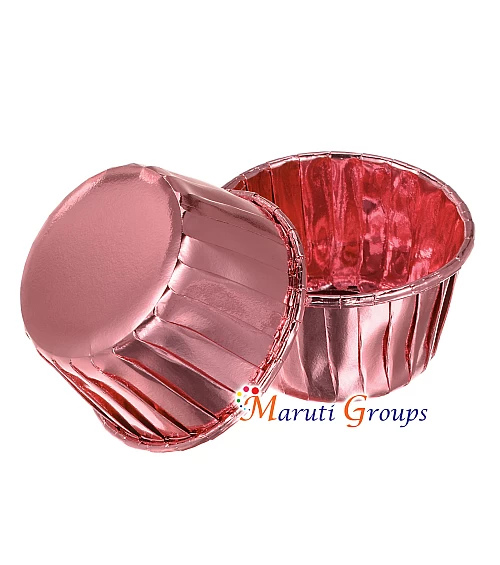 Champagne Gold, Gold, Silver, Red, Rose Gold Cupcake Cups – 68mm x 39mm (Height), 24pcs Aluminum Foil Standard Cupcake
