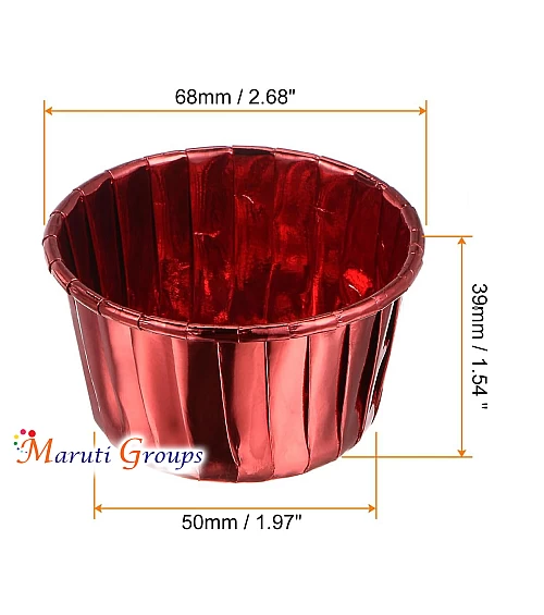 Champagne Gold, Gold, Silver, Red, Rose Gold Cupcake Cups – 68mm x 39mm (Height), 24pcs Aluminum Foil Standard Cupcake
