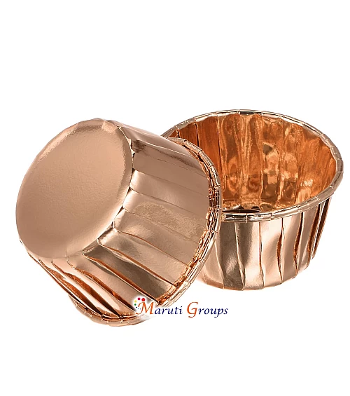 Champagne Gold, Gold, Silver, Red, Rose Gold Cupcake Cups – 68mm x 39mm (Height), 24pcs Aluminum Foil Standard Cupcake