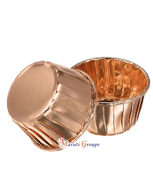Champagne Gold Cupcake Cups – 68mm x 39mm (Height), 24pcs Aluminum Foil Standard Cupcake