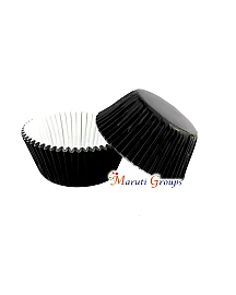 100 Pieces Foil Cupcake Liners – Black Metallic Baking Cups for Weddings and Events (Number 7 / 7cm)