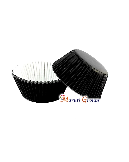 100 Pieces Foil Cupcake Liners – Black Metallic Baking Cups for Weddings and Events (Number 7 / 7cm)