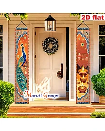 Happy Diwali Door Banner – Indian Festival Peacock Door Hanging (180cm x 70cm)