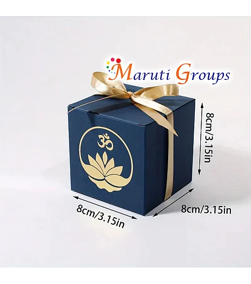 Happy Diwali Aum Gift Box – Maroon – Set of 5 (8cm x 8cm x 8cm)