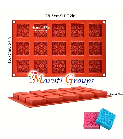 Square Burfee Penda Sweetmeat Silicone Mould – Chocolate & Sweet Mould (28.5cm x 16.7cm, Cavity Size 4cm)