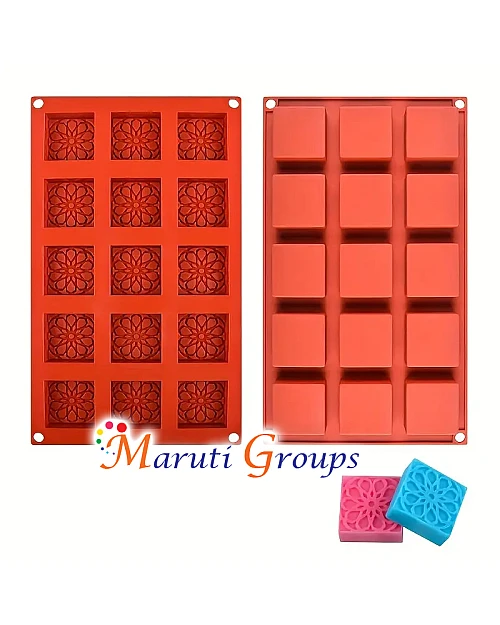 Square Burfee Penda Sweetmeat Silicone Mould – Chocolate & Sweet Mould (28.5cm x 16.7cm, Cavity Size 4cm)