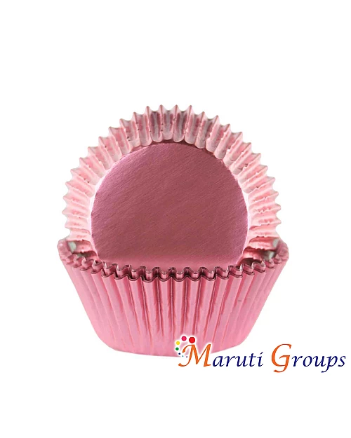100 Pieces Foil Cupcake Liners – Baby Pink Metallic Baking Cups for Weddings and Events (Number 7 / 7cm)