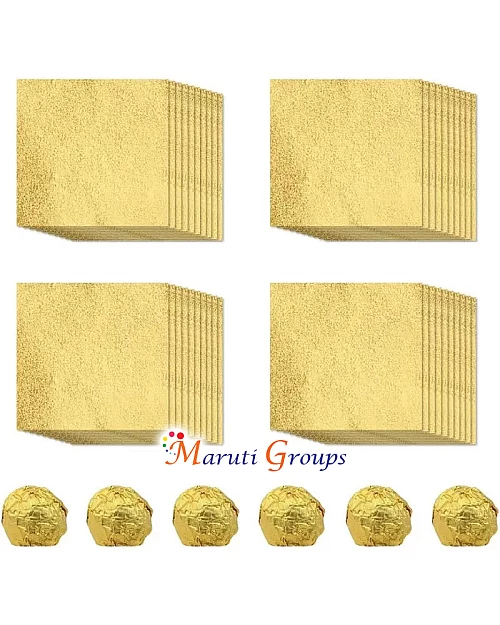 100pcs Gold Foil Candy Wrappers – 9cm x 9cm DIY Square Wrapping Papers for Chocolate & Candy Packaging
