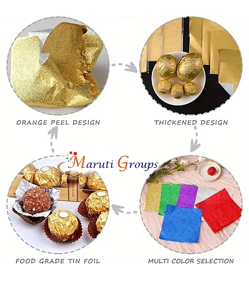 100pcs Gold Foil Candy Wrappers – 9cm x 9cm DIY Square Wrapping Papers for Chocolate & Candy Packaging