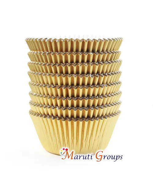 100 Pieces Foil Cupcake Liners Baking Cups Muffin Tins Treat Cups - Metallic Gold, Number 12