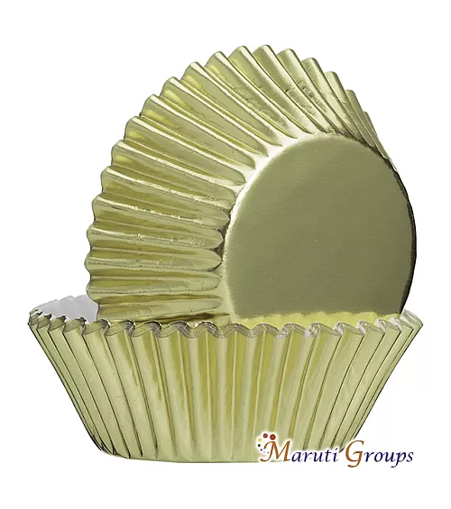 100 Pieces Foil Cupcake Liners Baking Cups Muffin Tins Treat Cups - Metallic Gold, Number 12