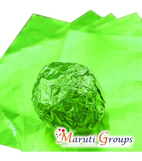 100pcs Green Foil Candy Wrappers – 9cm x 9cm DIY Square Wrapping Papers for Chocolate & Candy Packaging