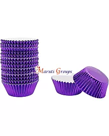 100 Pieces Foil Cupcake Liners – Purple Metallic Baking Cups for Weddings and Events (Size 10.5cm / Number 10)