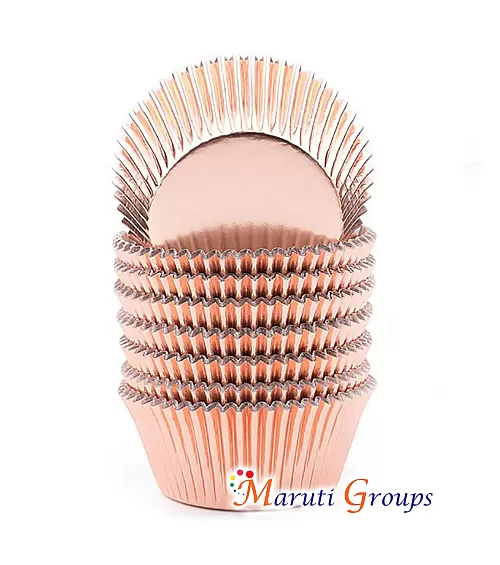 100 Pieces Foil Cupcake Liners – Rose Gold Metallic Baking Cups for Weddings and Events (Number 7 / 7cm)