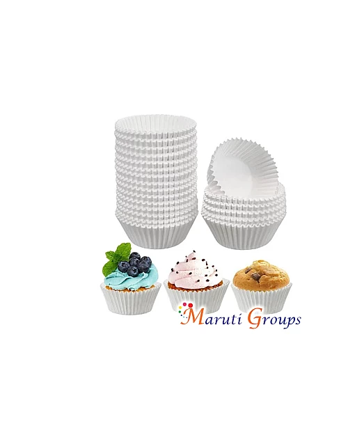 100pc Cupcake Paper / Cupcake Wrapper - White Colors, Size: 8cm / Number 8