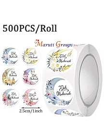 500pcs Eid Stickers Roll – 2.5cm PVC Self-Adhesive Stickers