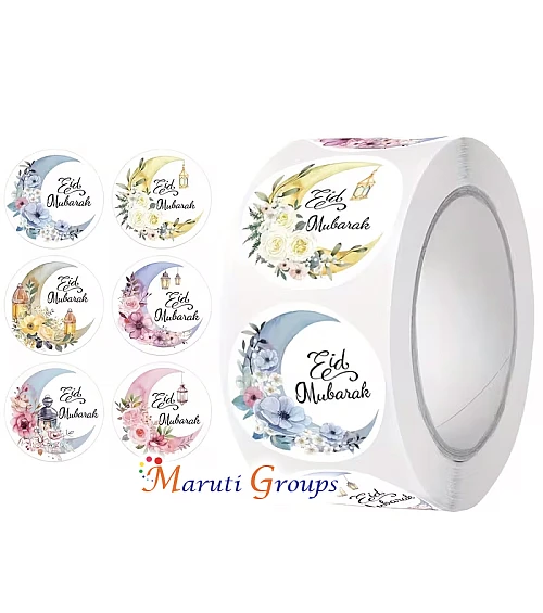 500pcs Eid Stickers Roll – 2.5cm PVC Self-Adhesive Stickers
