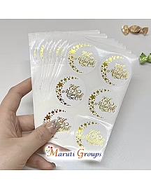 Elegant Islamic Ramadan & Eid Stickers – Arabic Calligraphy & “Happy Eid” Golden Foil Labels (12pcs, 6 per Sheet × 2)